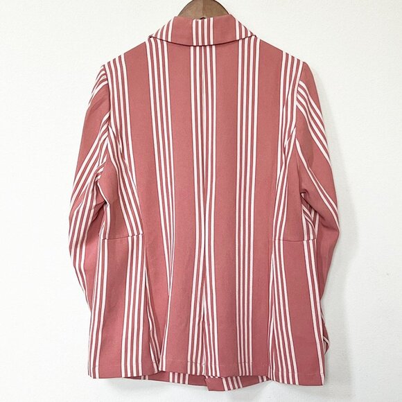 NEW Torrid Boyfriend Blazer Jacket Light Weight Striped Mauve Rose Pink L 12 $70 - Picture 6 of 14